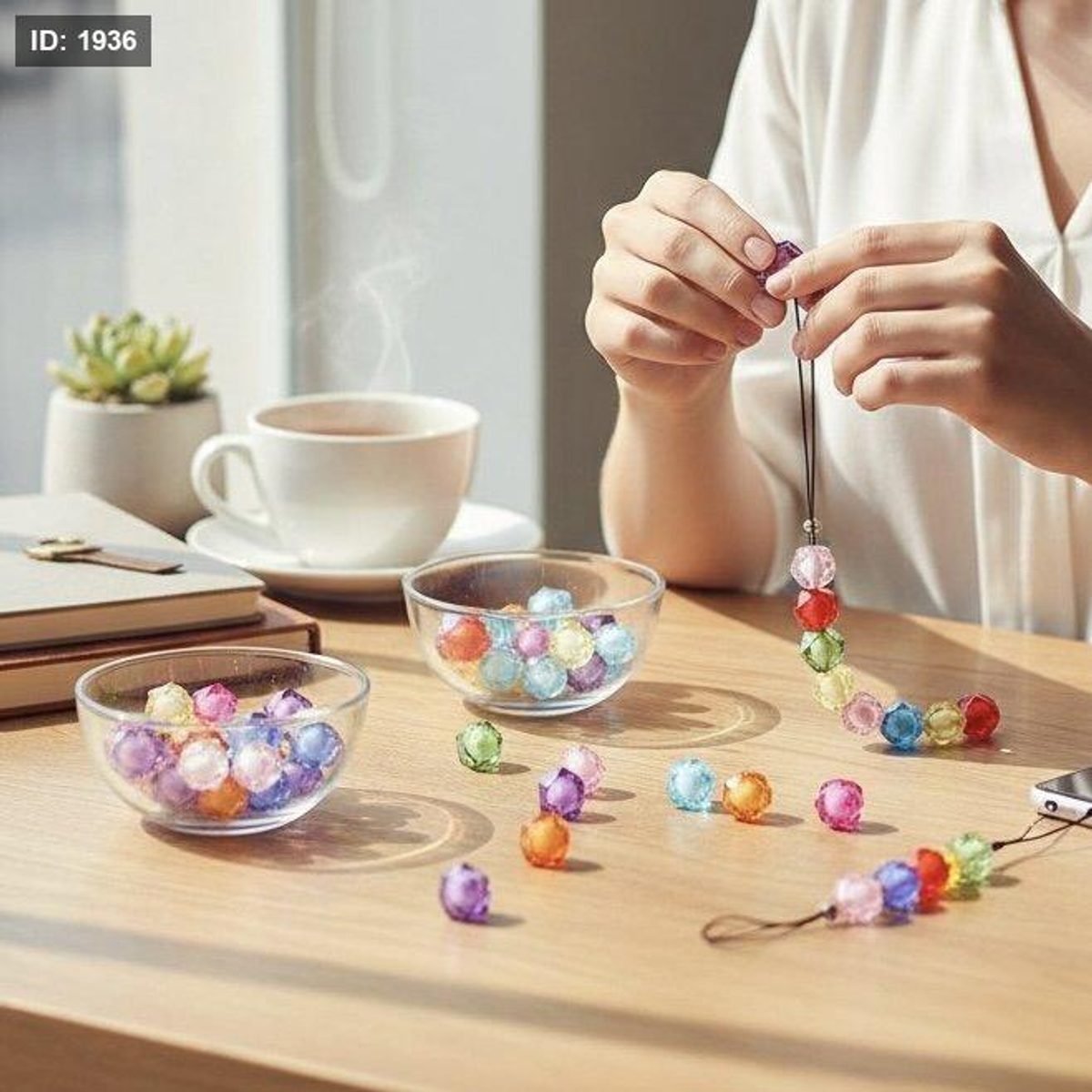 خرز اكريلك مربع10mm-مونس