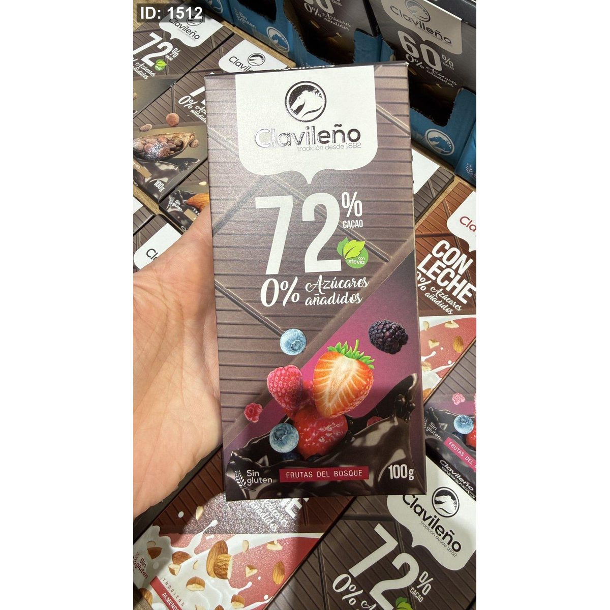 لوح شوكولاته اسباني مع التوتيات 72٪كاكاو وخالي من السكر والجلوتين وزنه 100 غرام 🍫