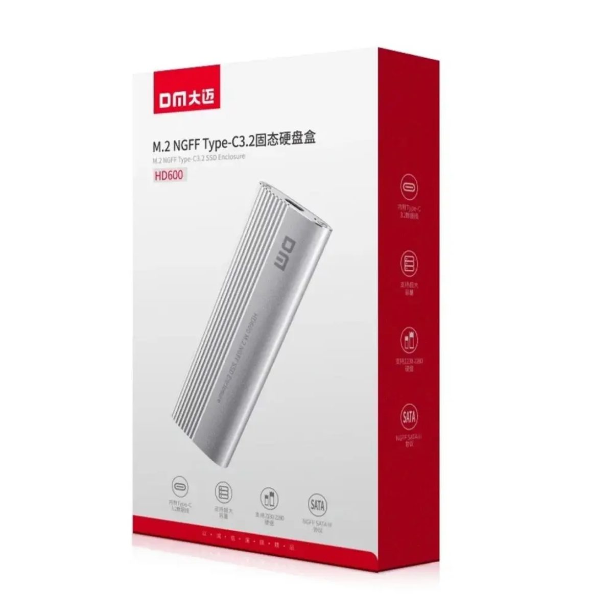 DM HD600 Type-C 3.2 Gen1 B&M/B Key M.2 NGFF SSD Box-حاضنة 3