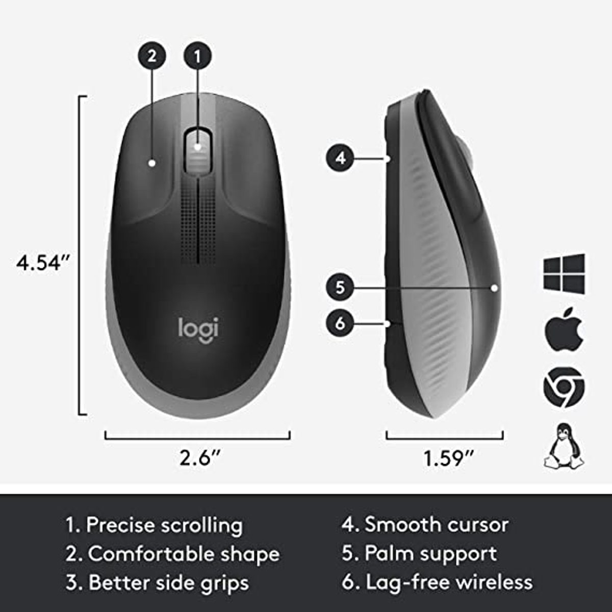 Logitech M191 Wireless Full Size Mouse 2