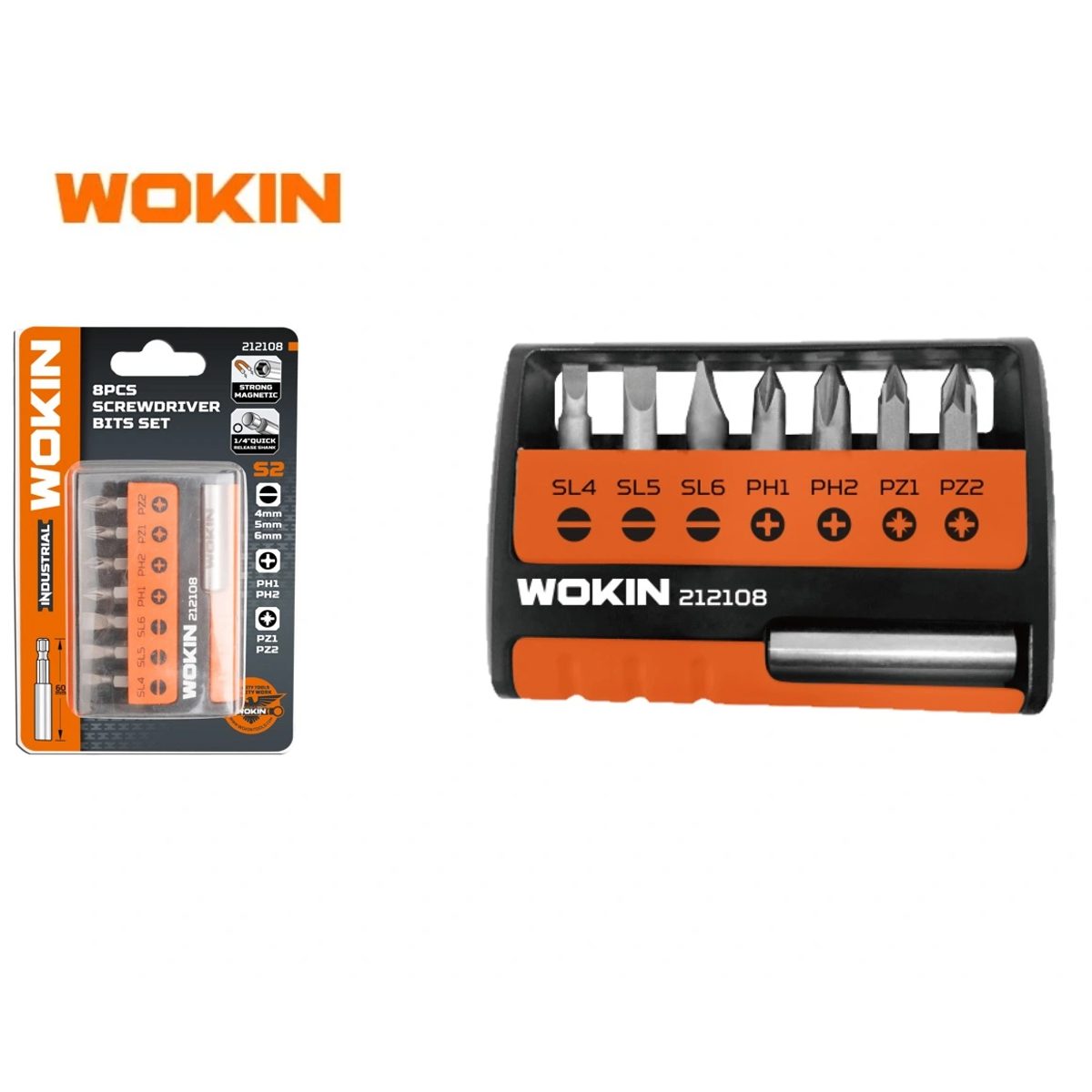 WOKIN 212108-طقم راس مفك مع قاعدة 8 قطع