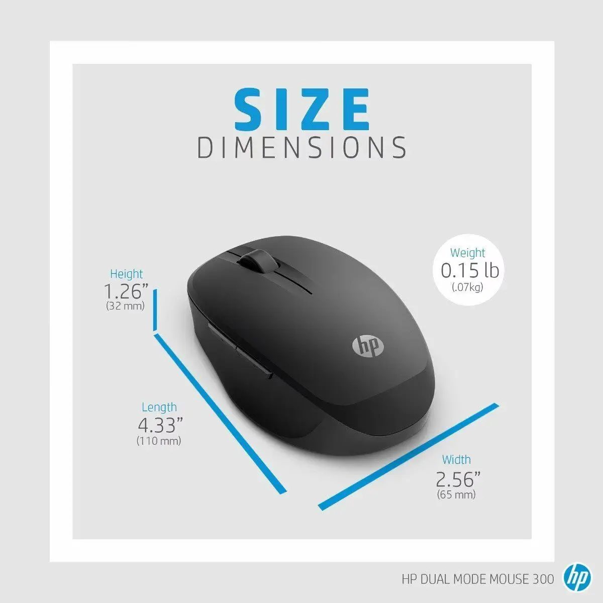 HP Dual Mode Black Mouse 300 (6CR71AA) ماوس لا سلكي 4