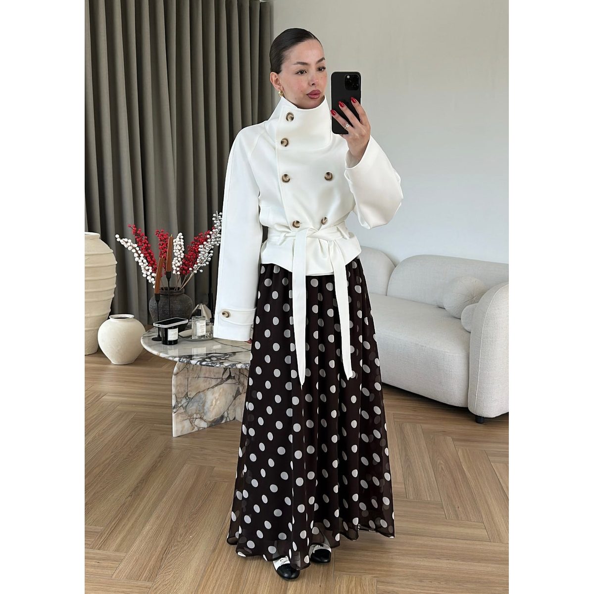 تنورة Flora Puantiyeli شيفون 2