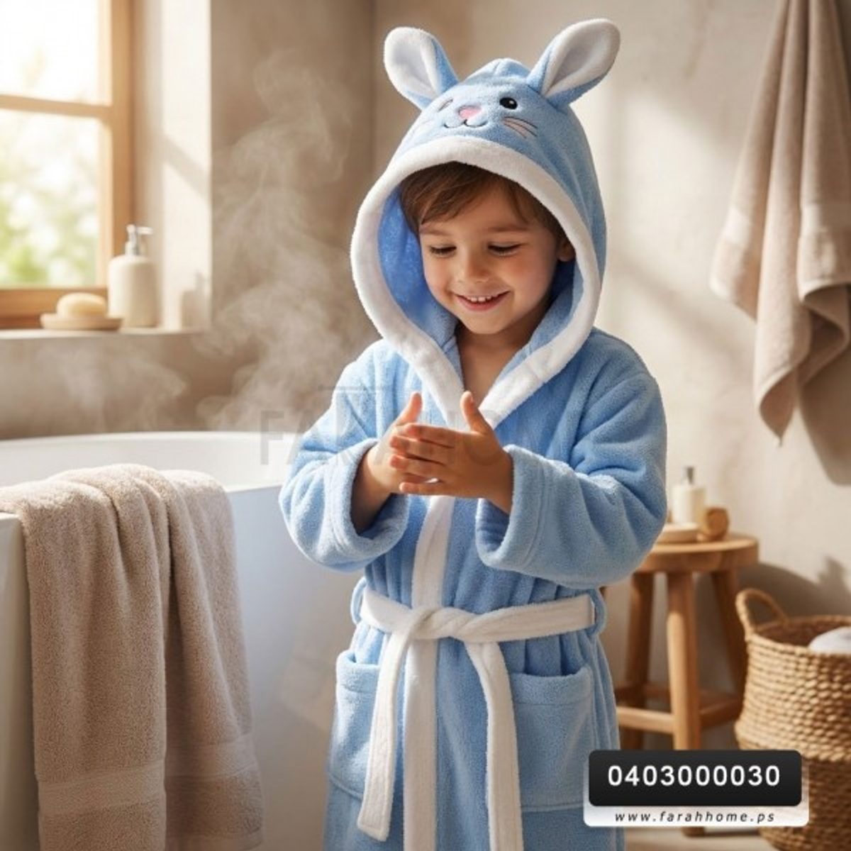 روب حمام اطفال ارنب عمر 5-6 صناعة تركية