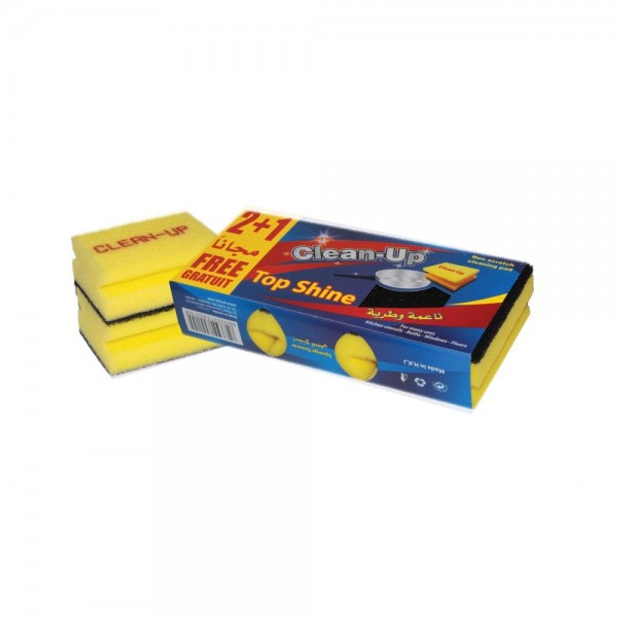 ليف جلي كلين اب قطع اسفنج ناعمة وطرية وجه اخضر clean-up Top Shine عرض 2 + 1 مجاناً
