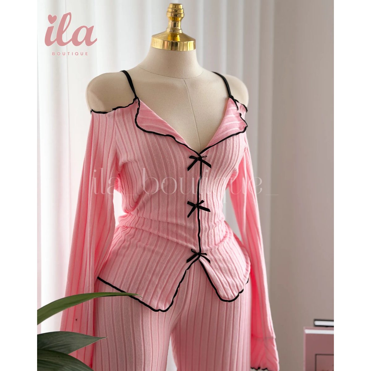 بيجاما فيليز بيبي بينك OFF SHOULDER 3