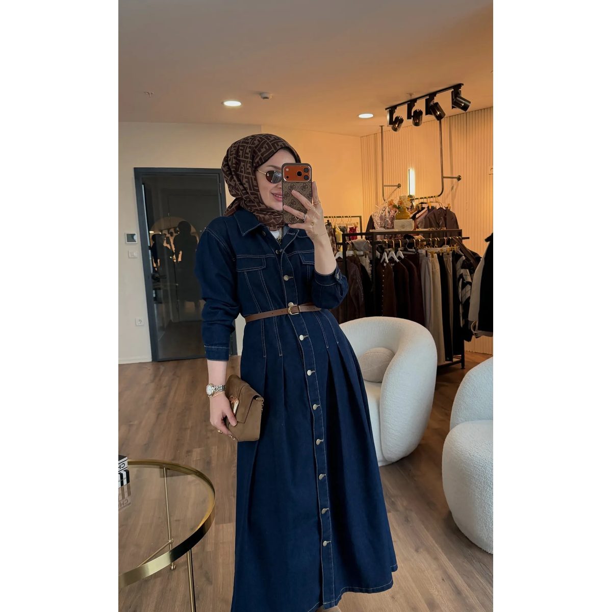 فستان جينز مع حزام 3