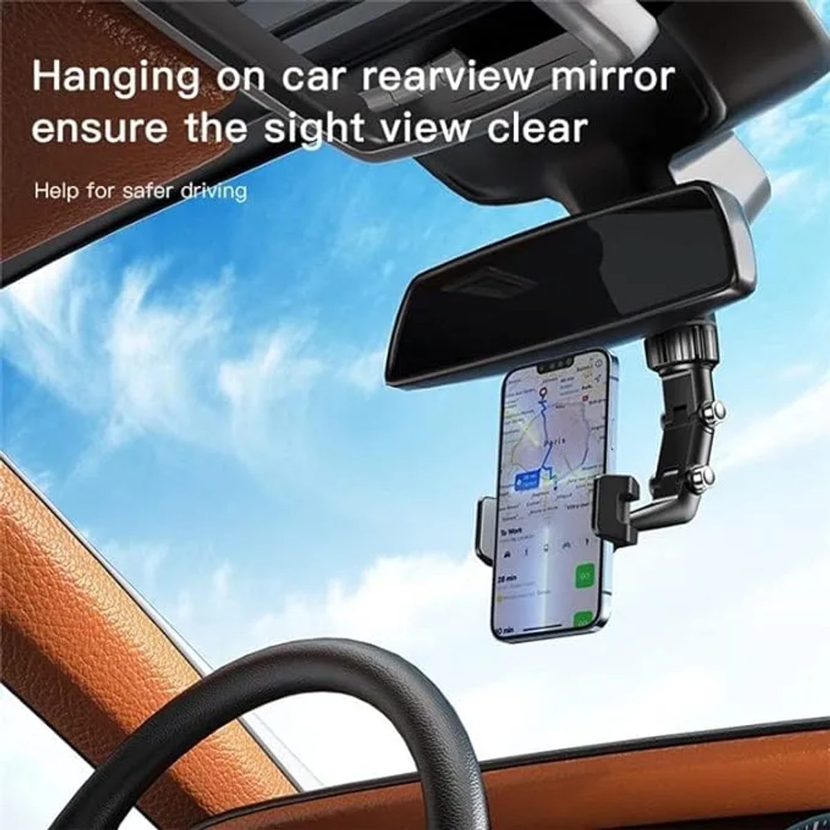 YESIDO C192 Rearview Mirror Phone Holder هولدر ومثبت الجوال على المراية الامامية مع ميزة التفاف 360 درجة 3