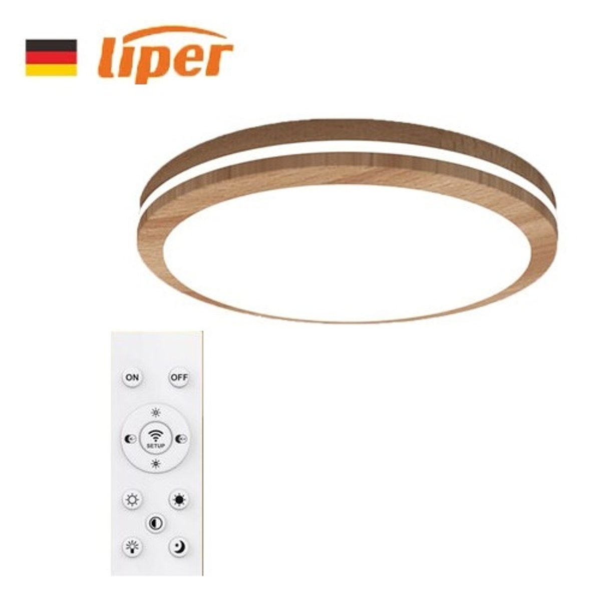 جلب مطري خشبي لد متغير لون مع ريموت LIPER ALFA 60W IP65