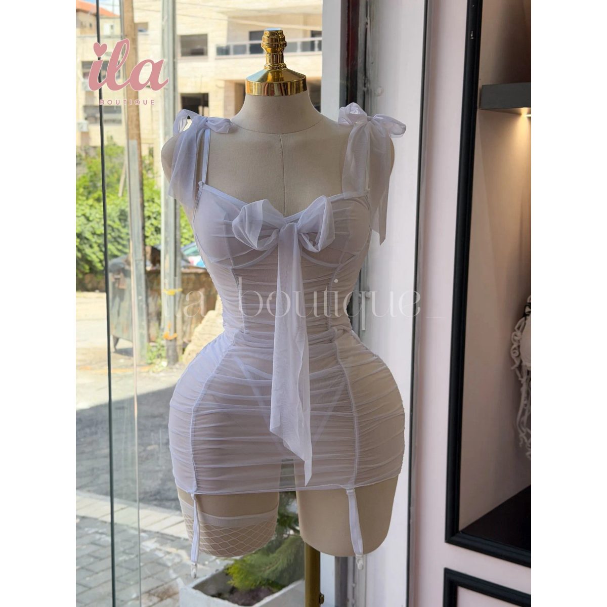 فستان ابيض 4 قطع BODYCON