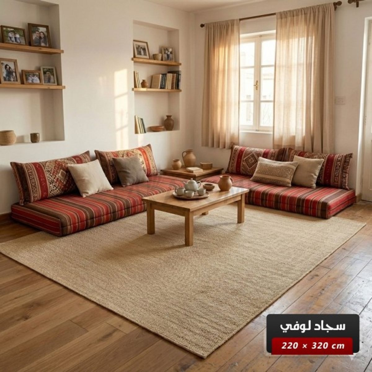 سجاد لوفي بكليه سادة 220 × 320 سم LUVI carpet - لون بيج