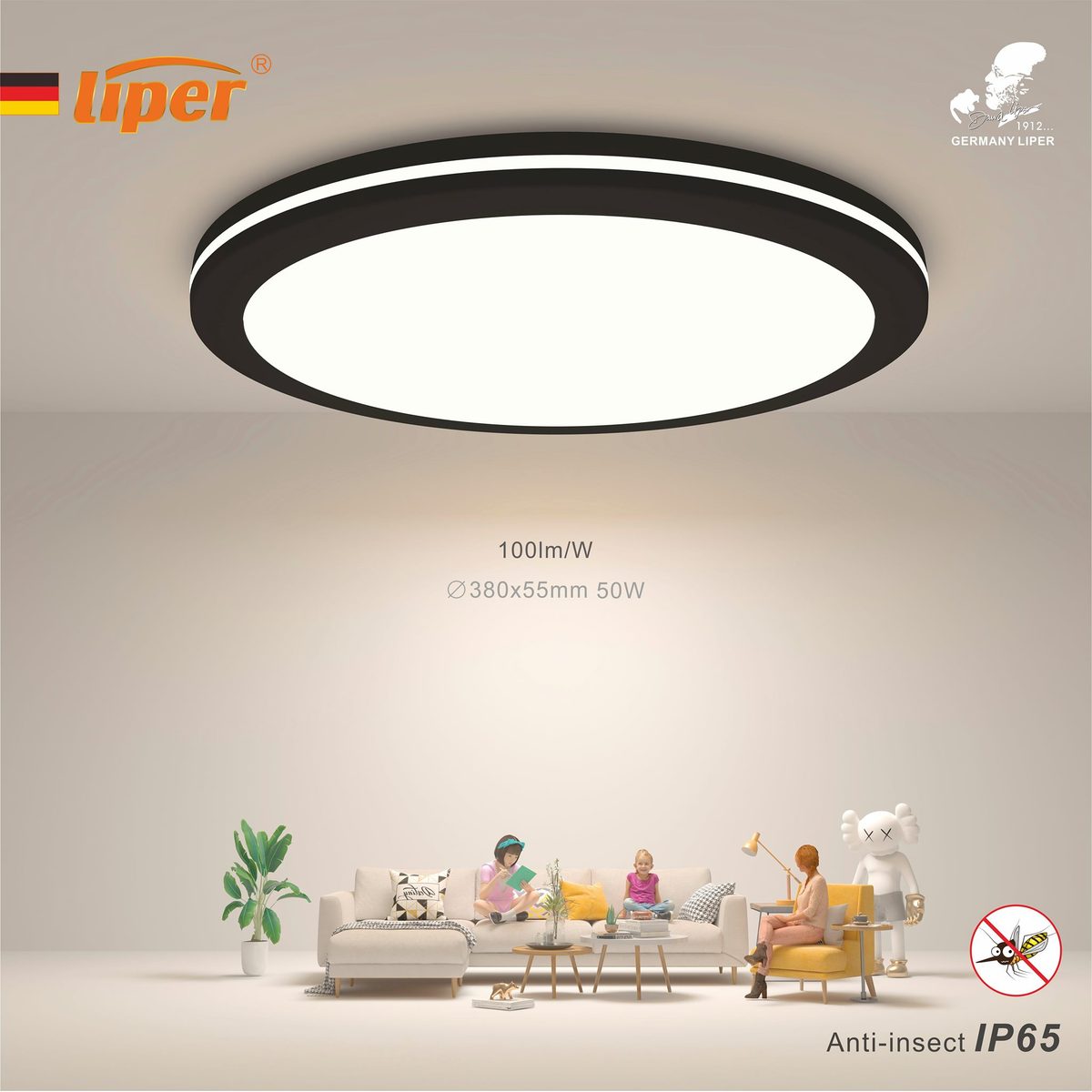جلب مطري اسود لد LIPER ALFA 30W 6500K IP65 5