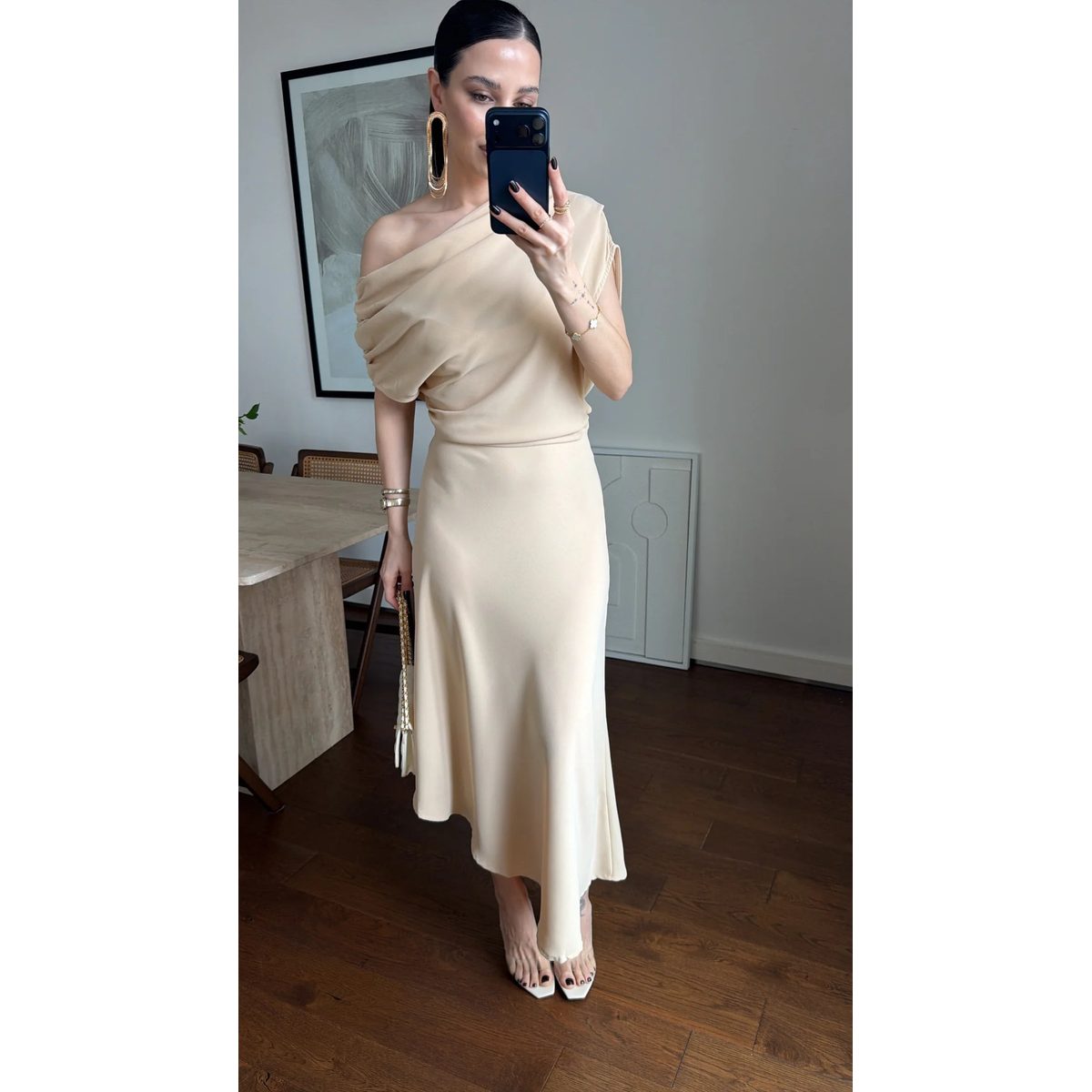 فستان كلاسيكي انيق off shoulder 5