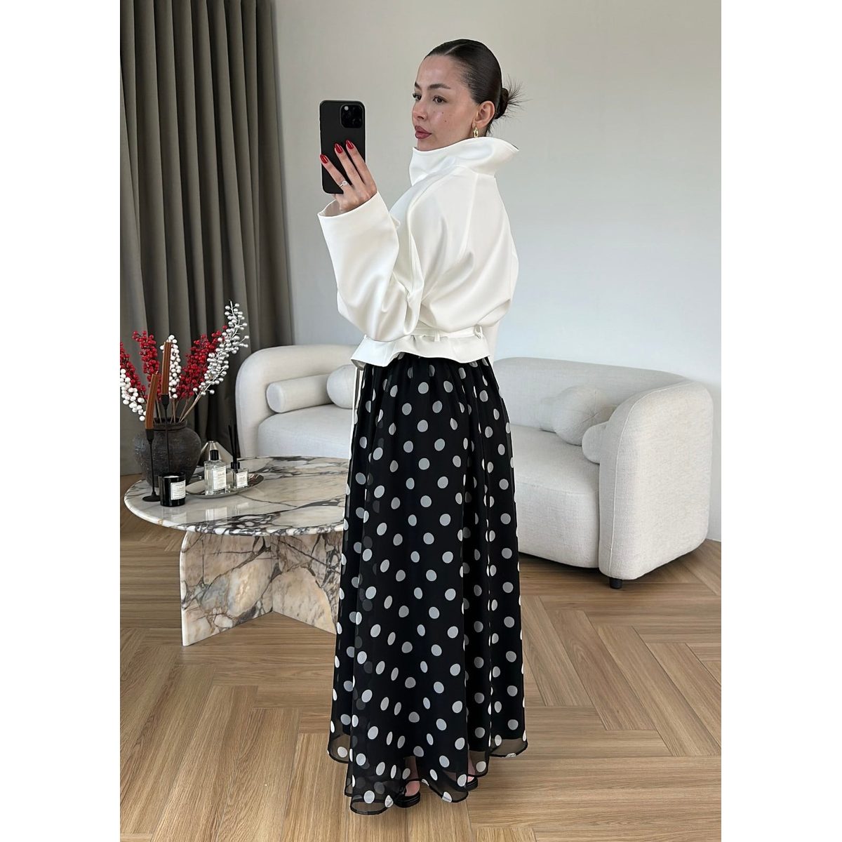 تنورة Flora Puantiyeli شيفون 2