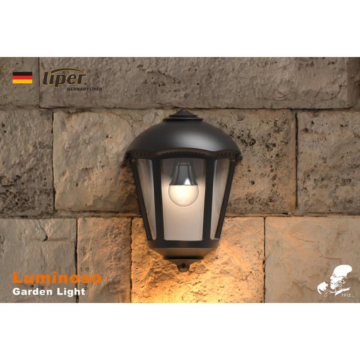 فانوس جنب اسود IP55 LIPER