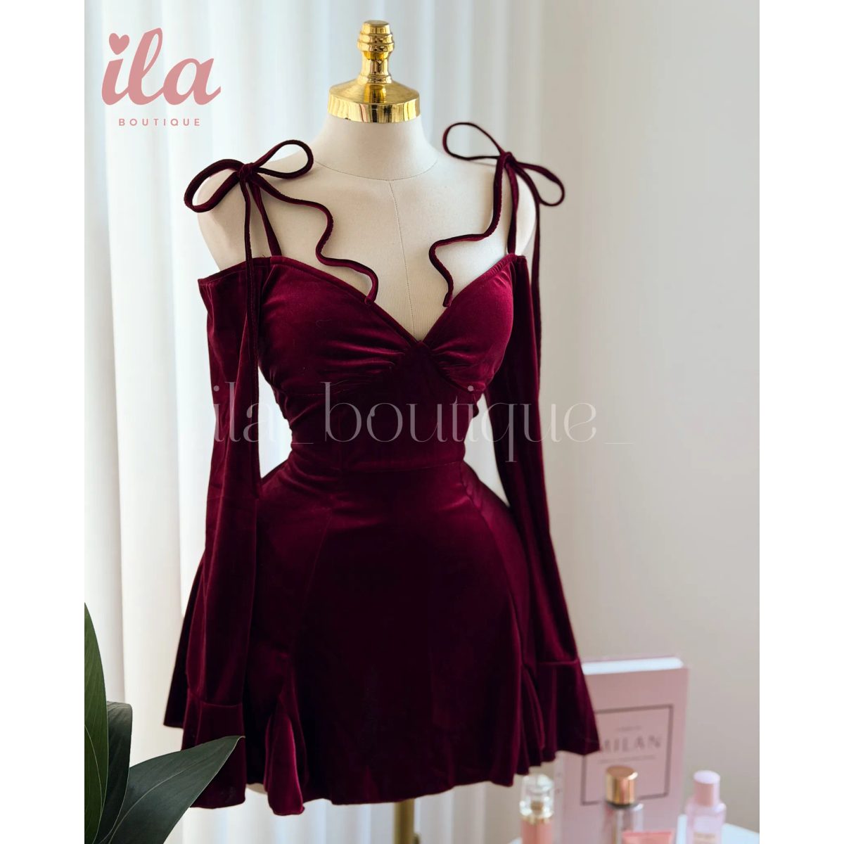 فستان فيلفيت قصير انثوي OFF SHOULDER 3