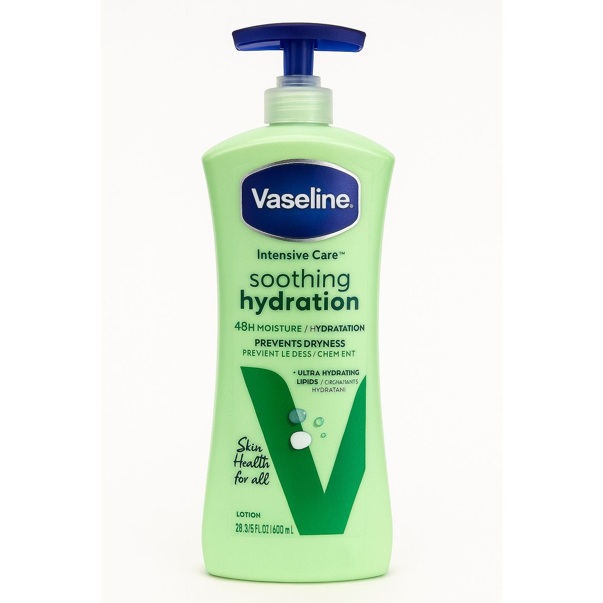 Vaseline Intensive Care – لوشن الترطيب المهدئ يمنح ترطيباً مكثفاً يدوم حتى 48 ساعة يحتوي على مكونات مهدئة للبشرة تساعد ع
