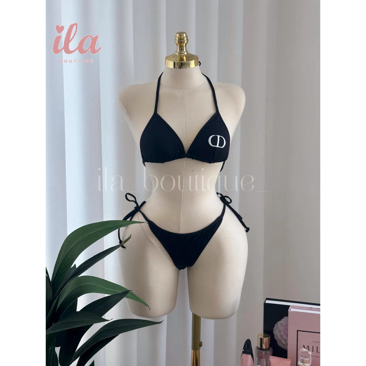 بكيني DIOR اسود مختوم بالكامل