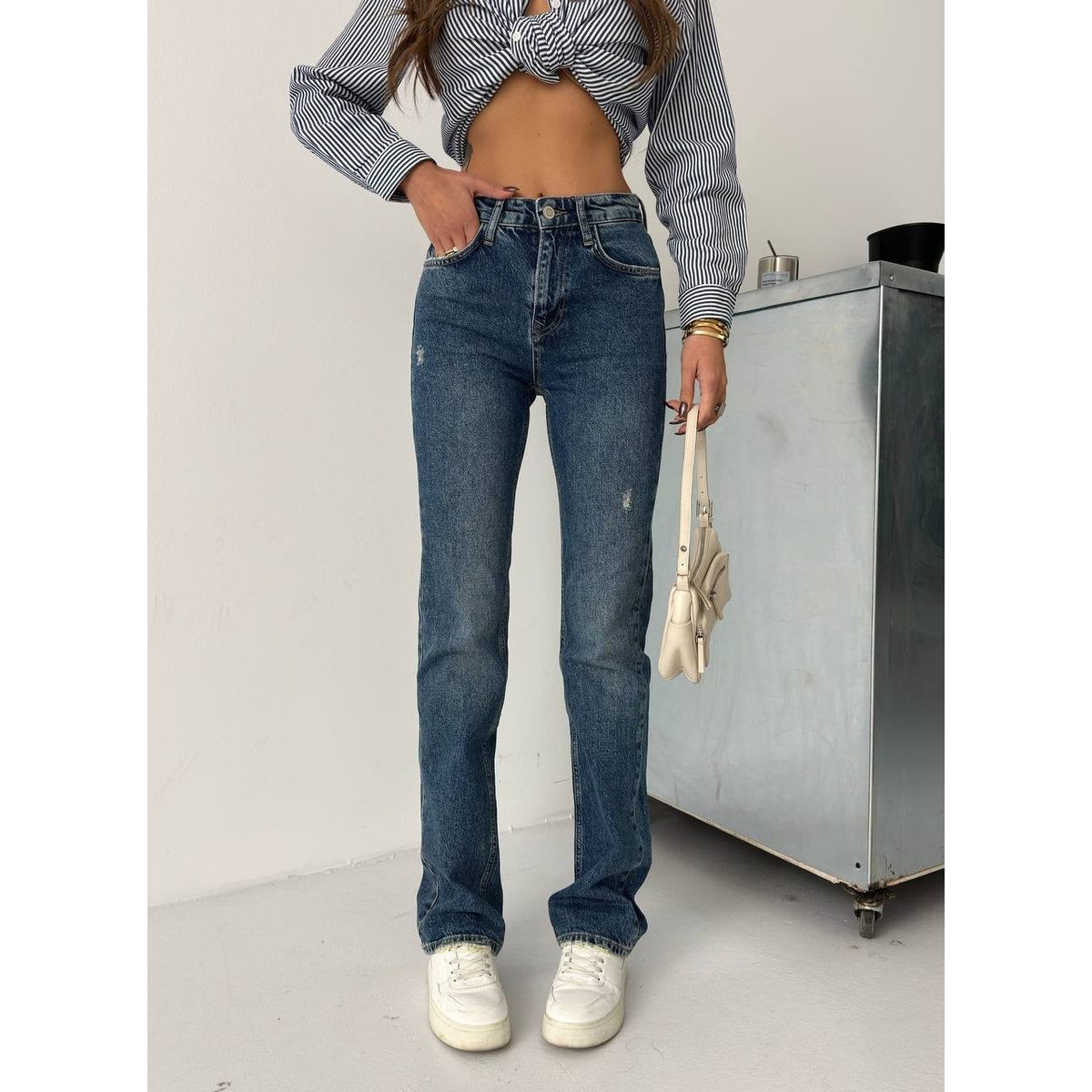 Mid Straight Jeans /Dark Blue 3