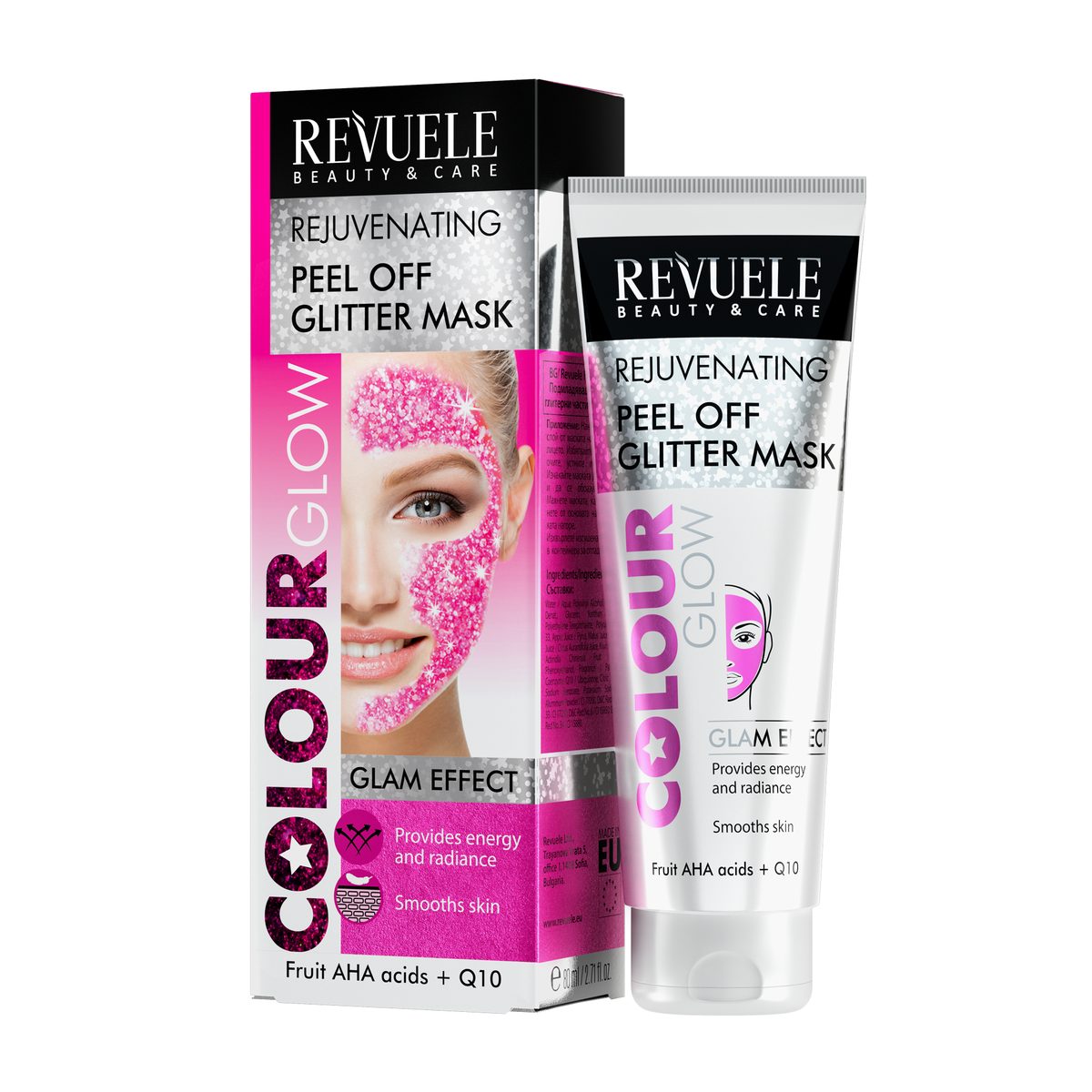 REVUELE COLOUR GLOW Rejuvenating Peel off Pink Mask-80ml