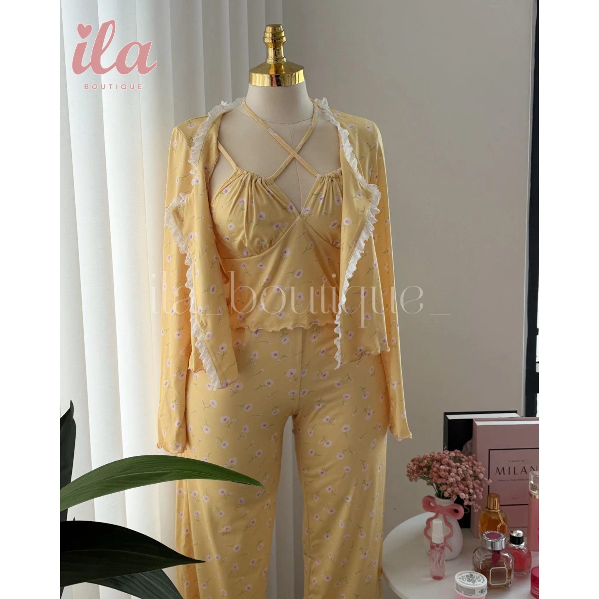 بيجاما 3 قطع BUTTER YELLOW 4