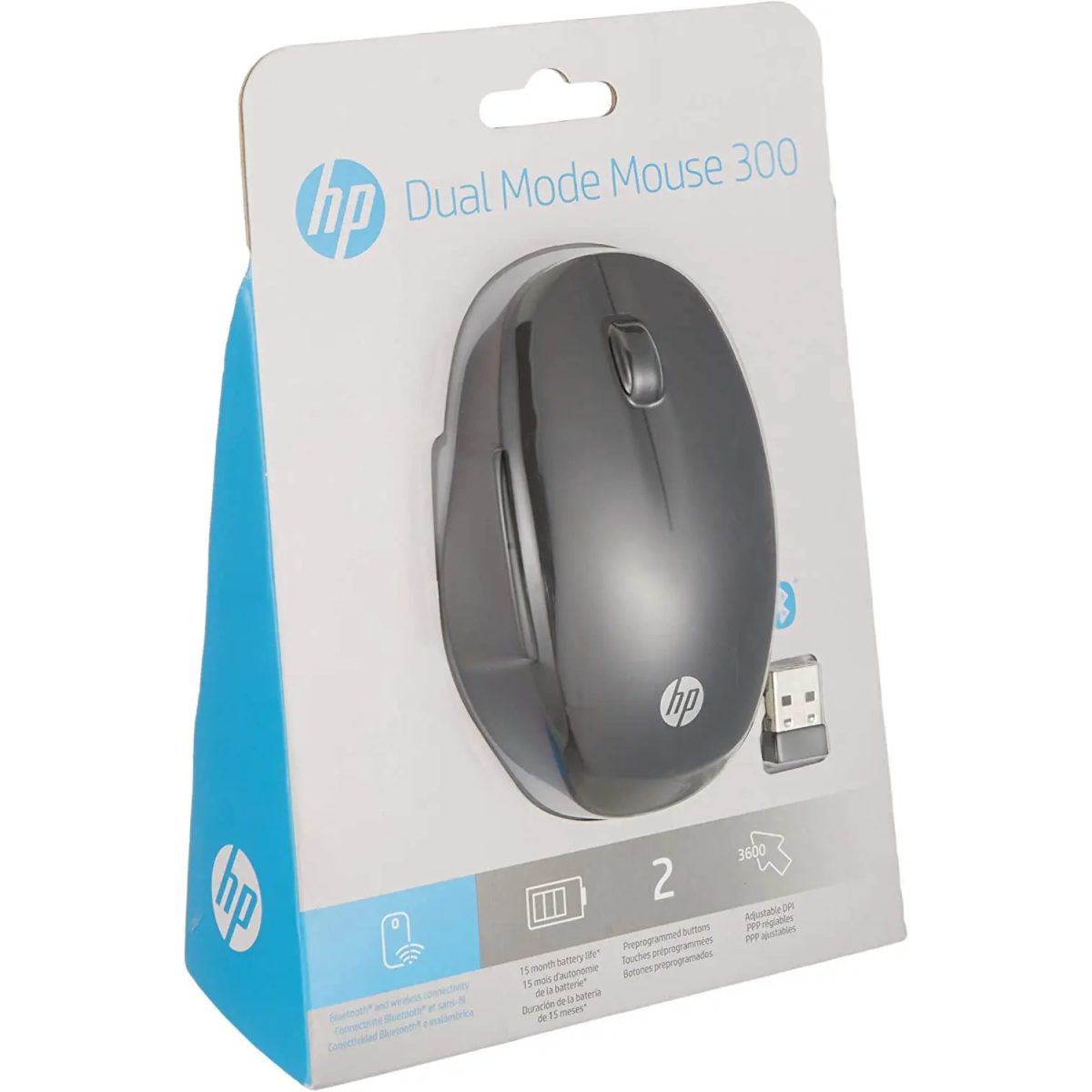 HP Dual Mode Black Mouse 300 (6CR71AA) ماوس لا سلكي 3