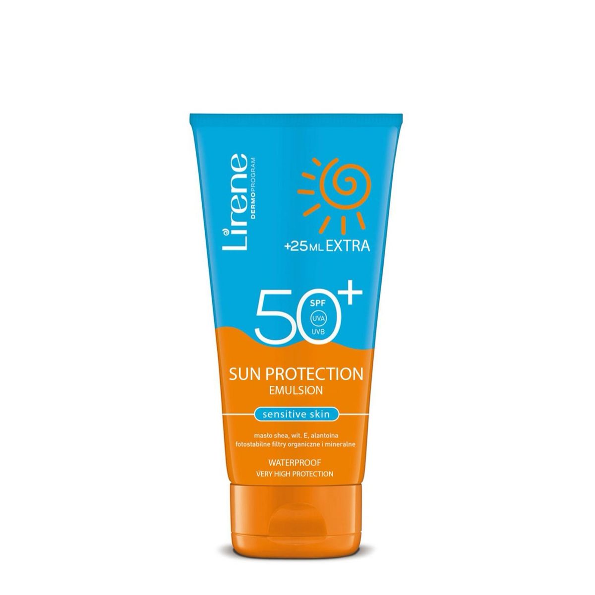 واقي شمس Lirene بتركيبة SPF 50+ للبشرة الحساسة – مقاوم للماء