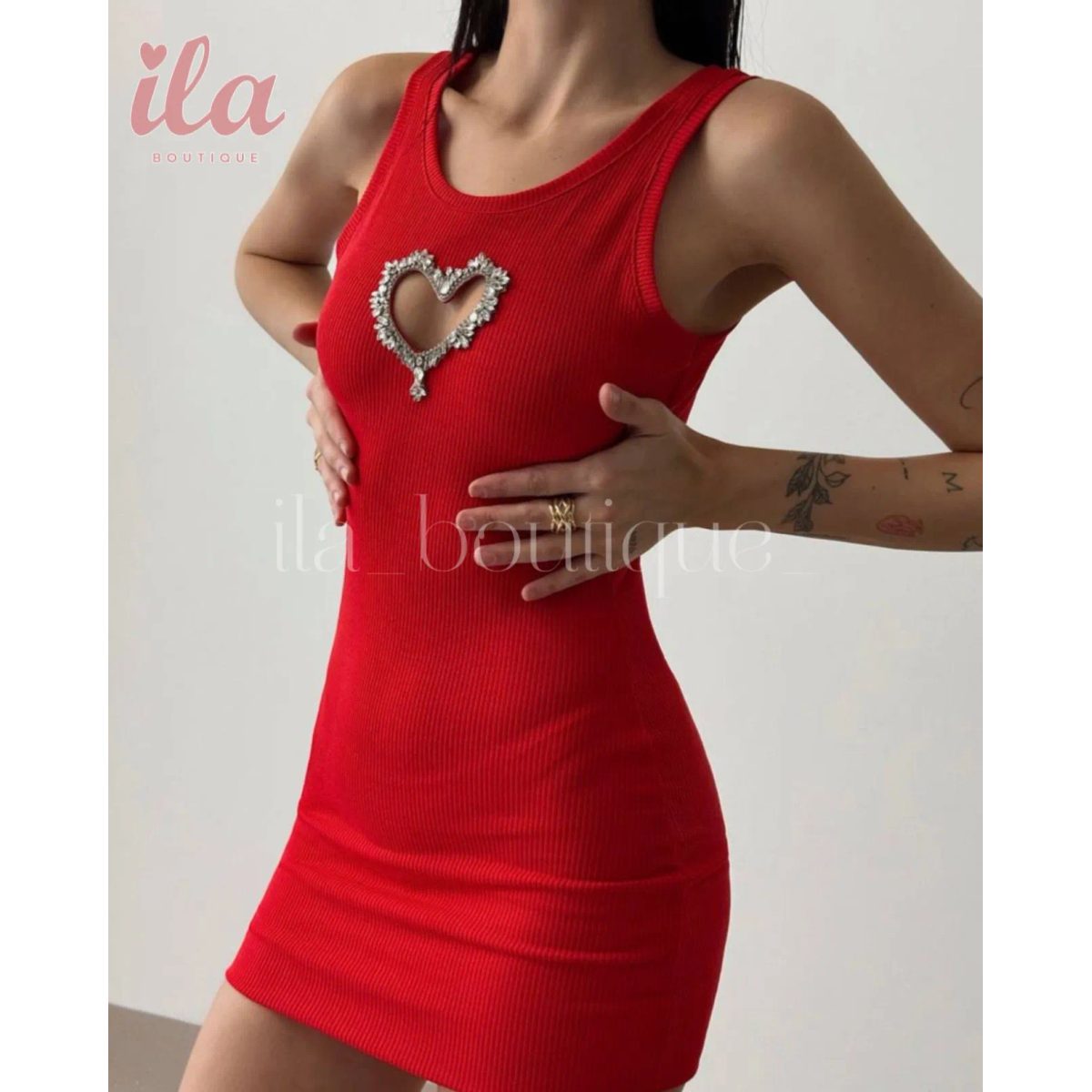 فستان لايكرا قلب احمر سترس 3