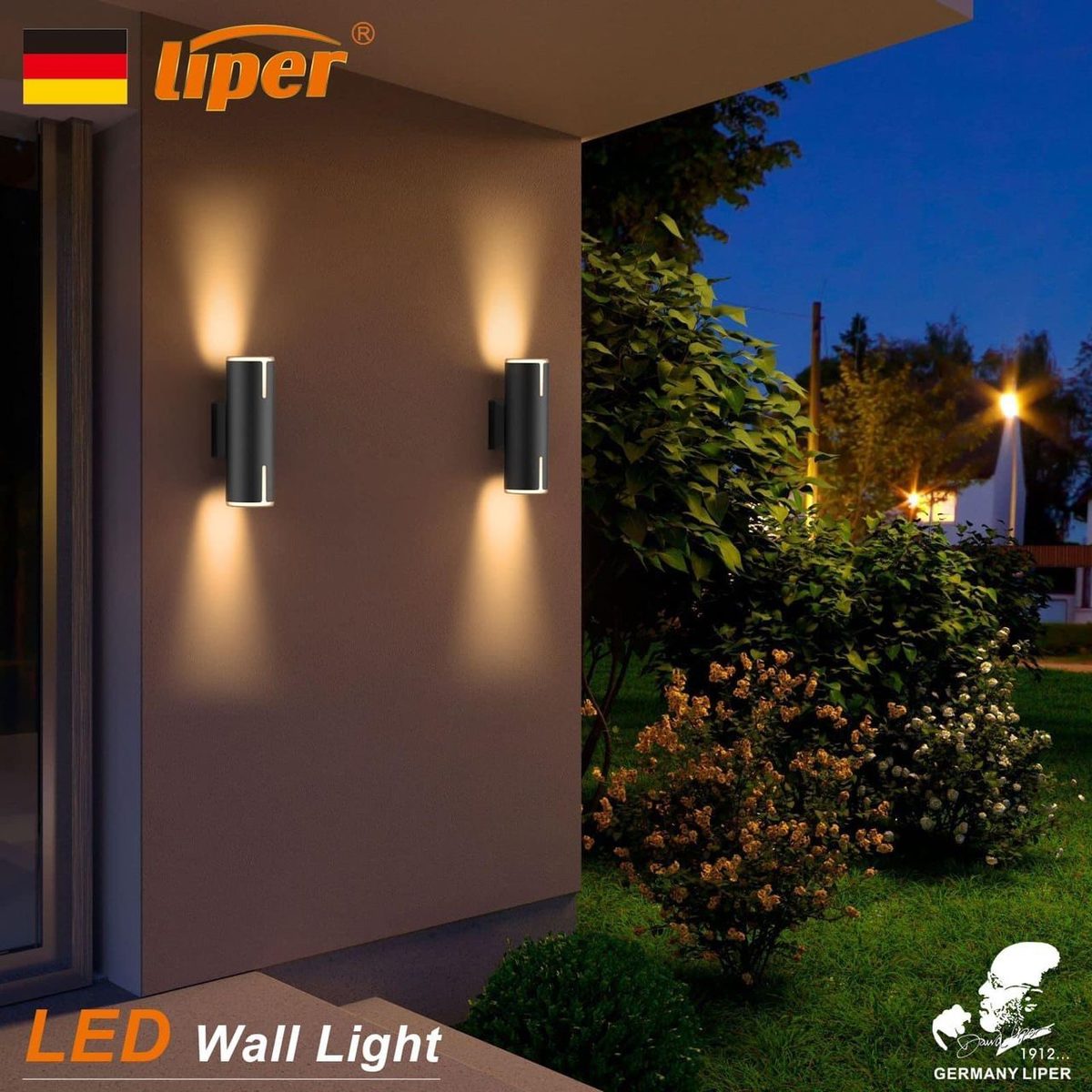 اب داون اسود LIPER KROOS 2*10W CCT IP65 220V 3