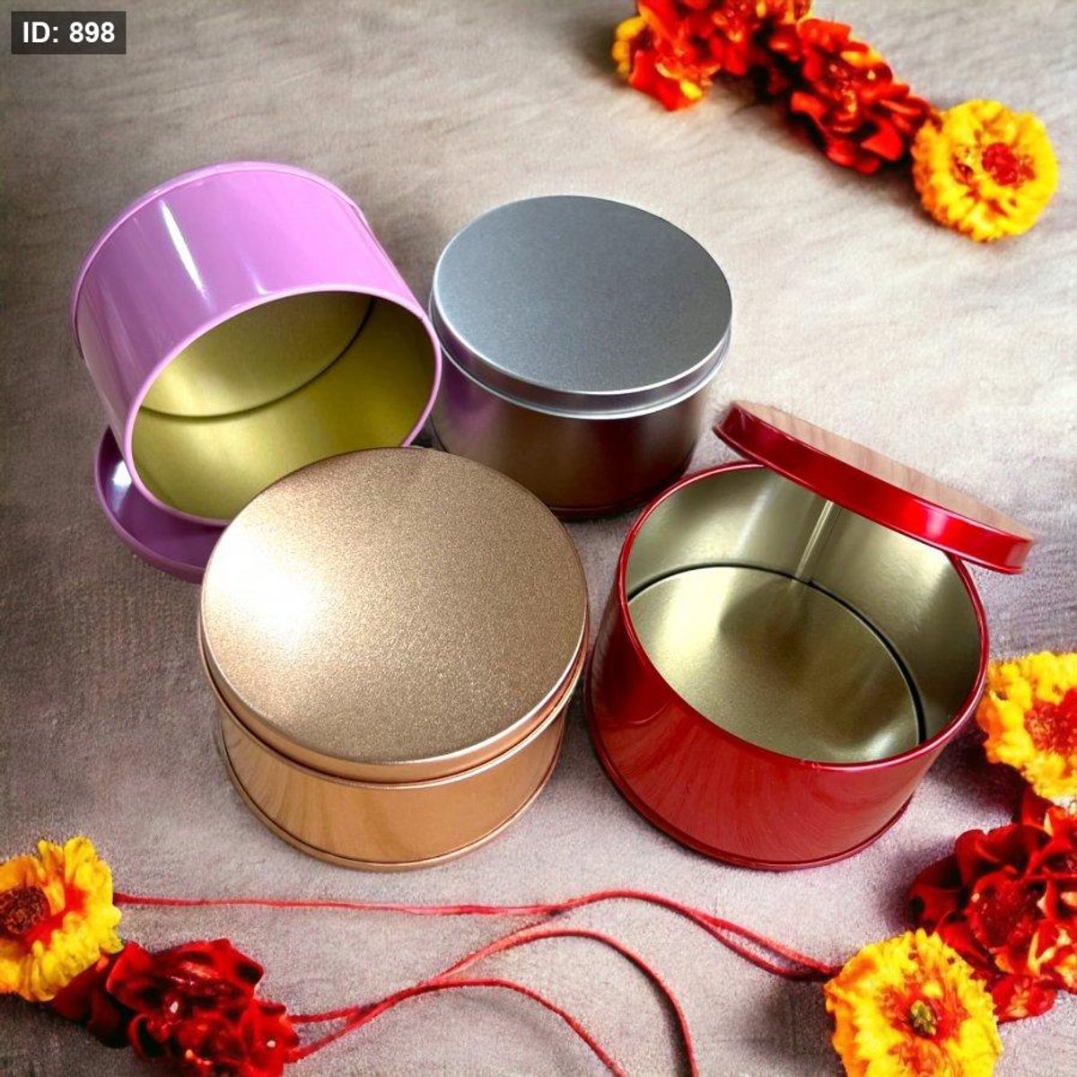علب معدن للشمع دائري سادة 150ml