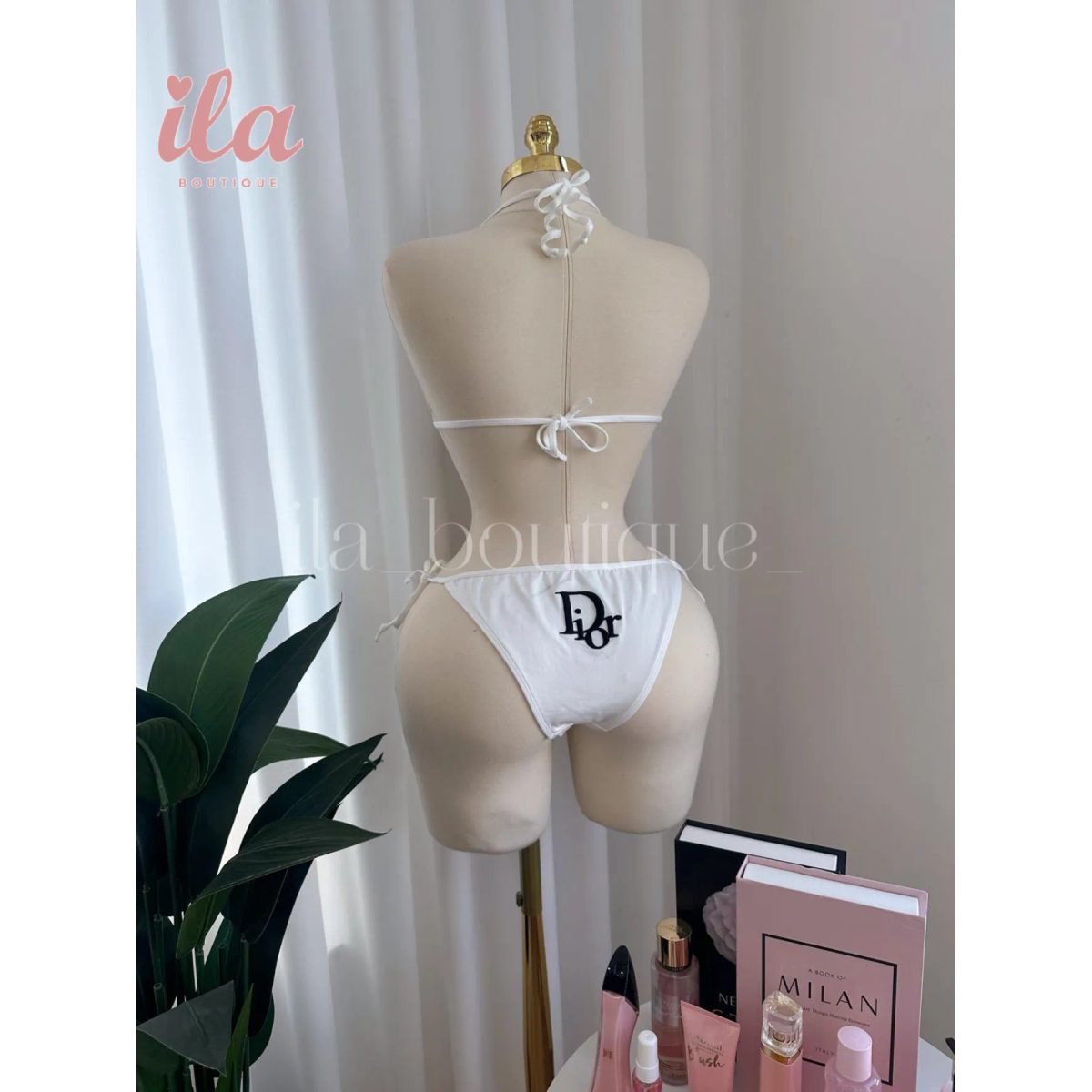 بكيني DIOR ابيض مختوم بالكامل 2