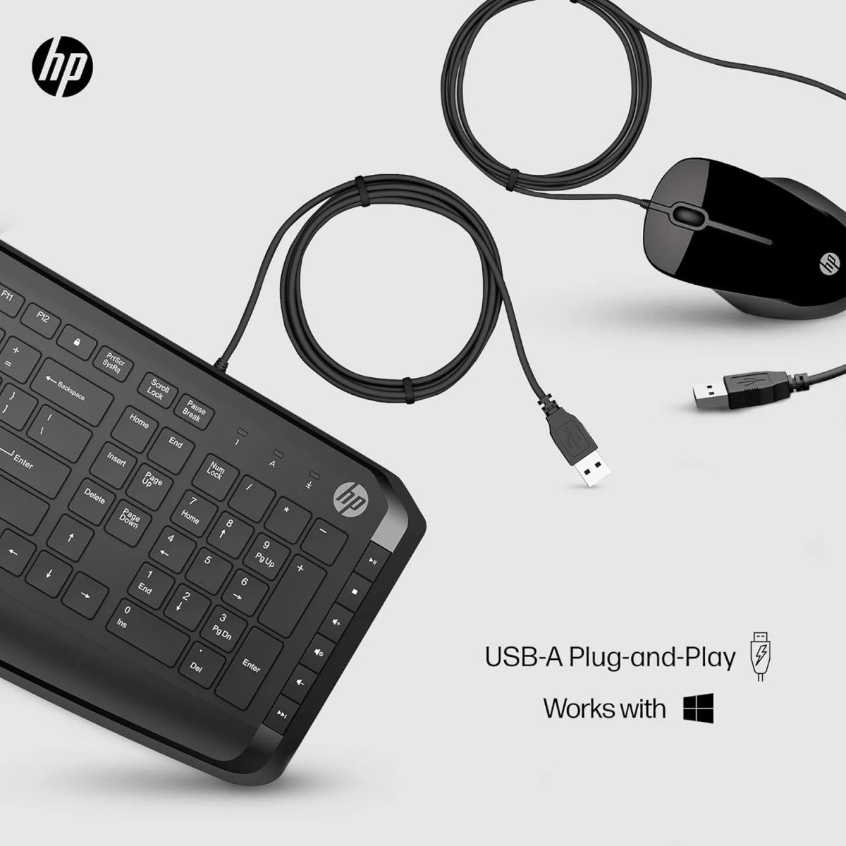 HP Pavilion Wired Keyboard and Mouse 200-cable 1.5m (9DF28AA)طقم كيبورد وماوس سلكي 2