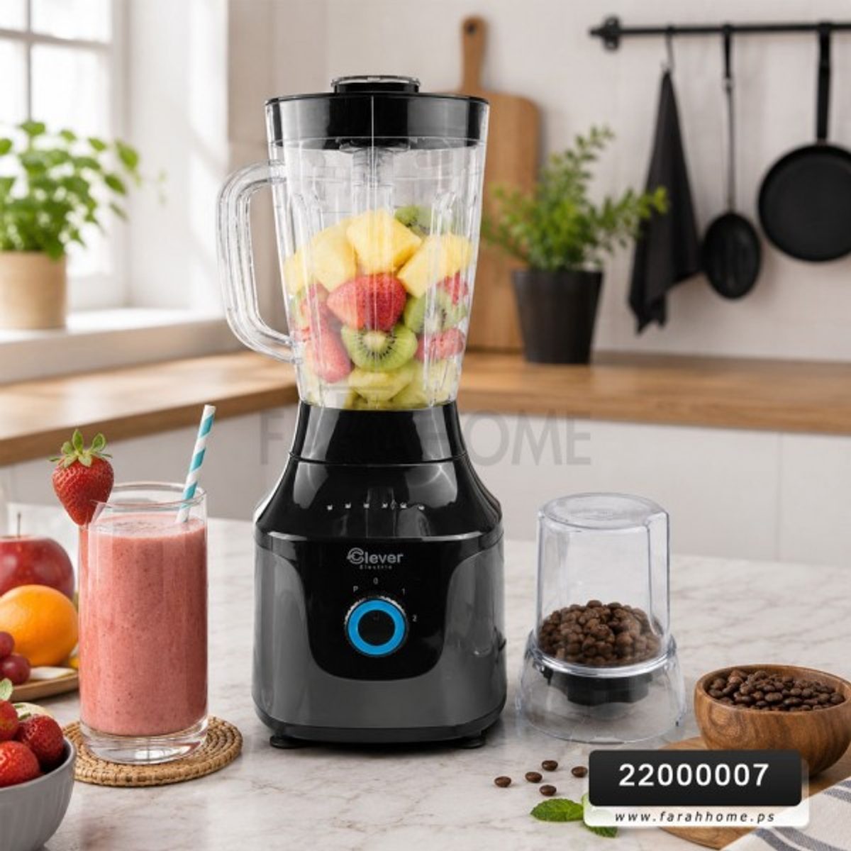 خلاط كهربائي بلندر CLEVER 2IN1 ١.٥ لتر 600 واط مع مطحنة