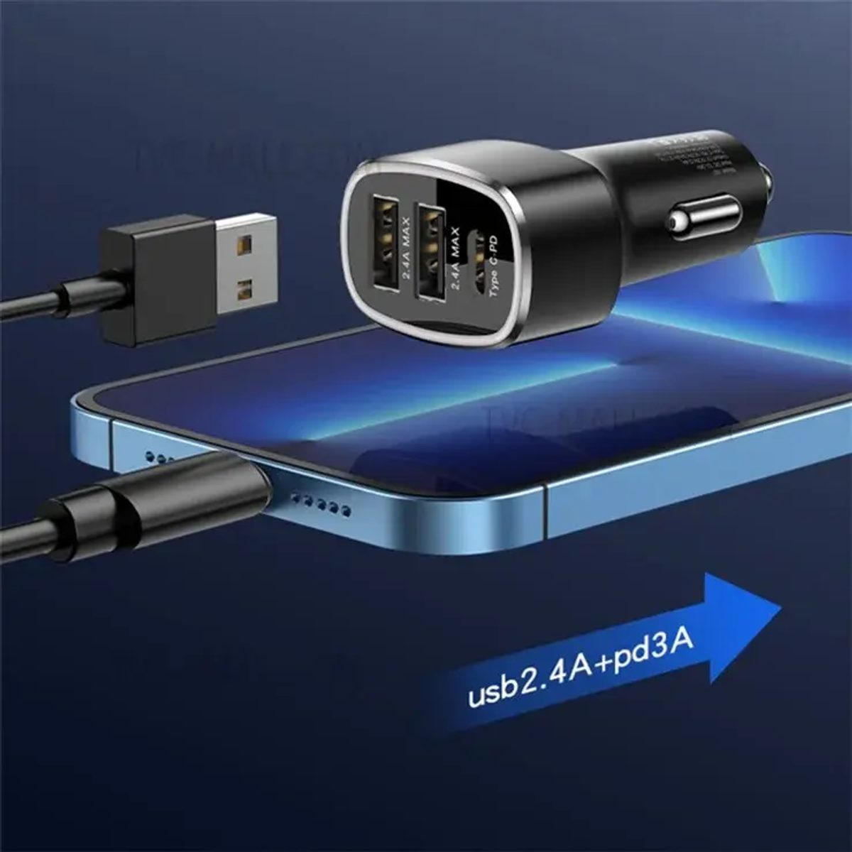 YESIDO Y47 49W PD + 2 USB Smart Car Charger 3