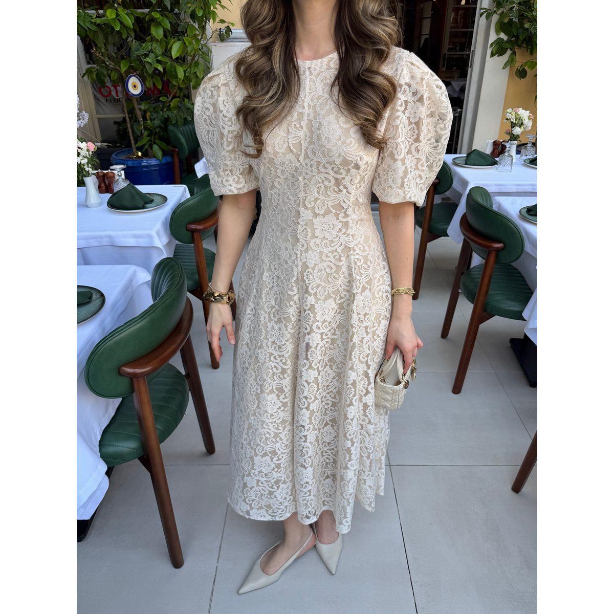 Balon Sleeve Dantel Dress 4