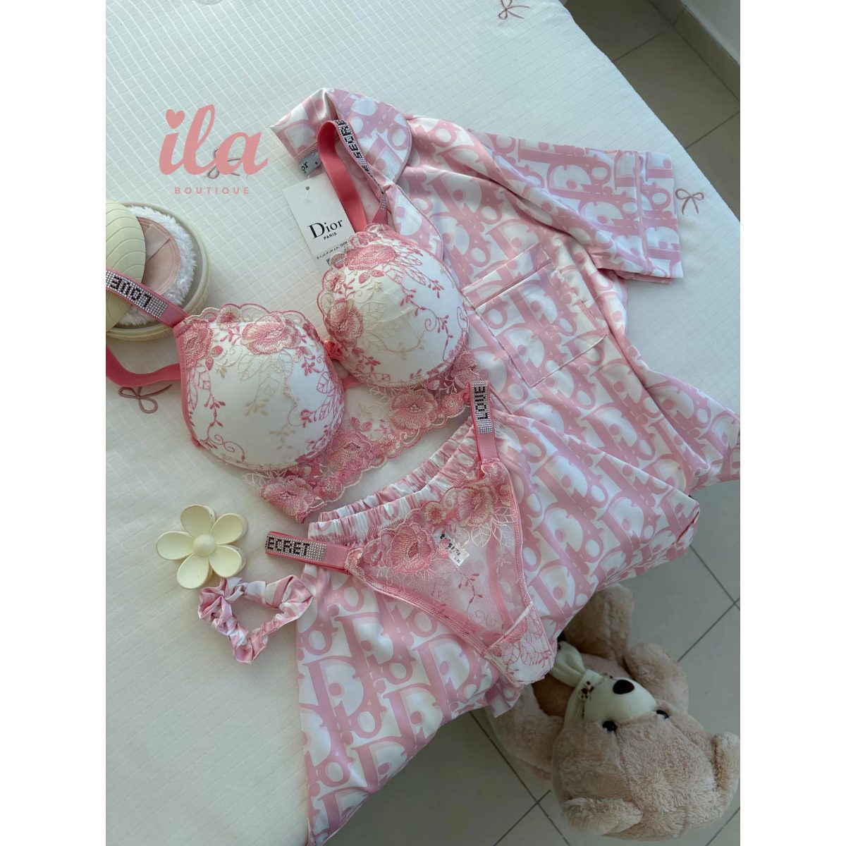 بيجاما DIOR زهري نص كم شورت