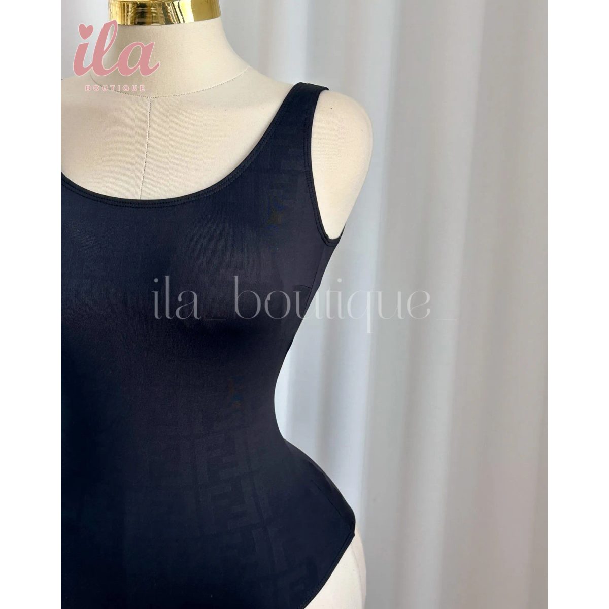 SWIMSUIT FENDI اسود مختوم بالكامل 2