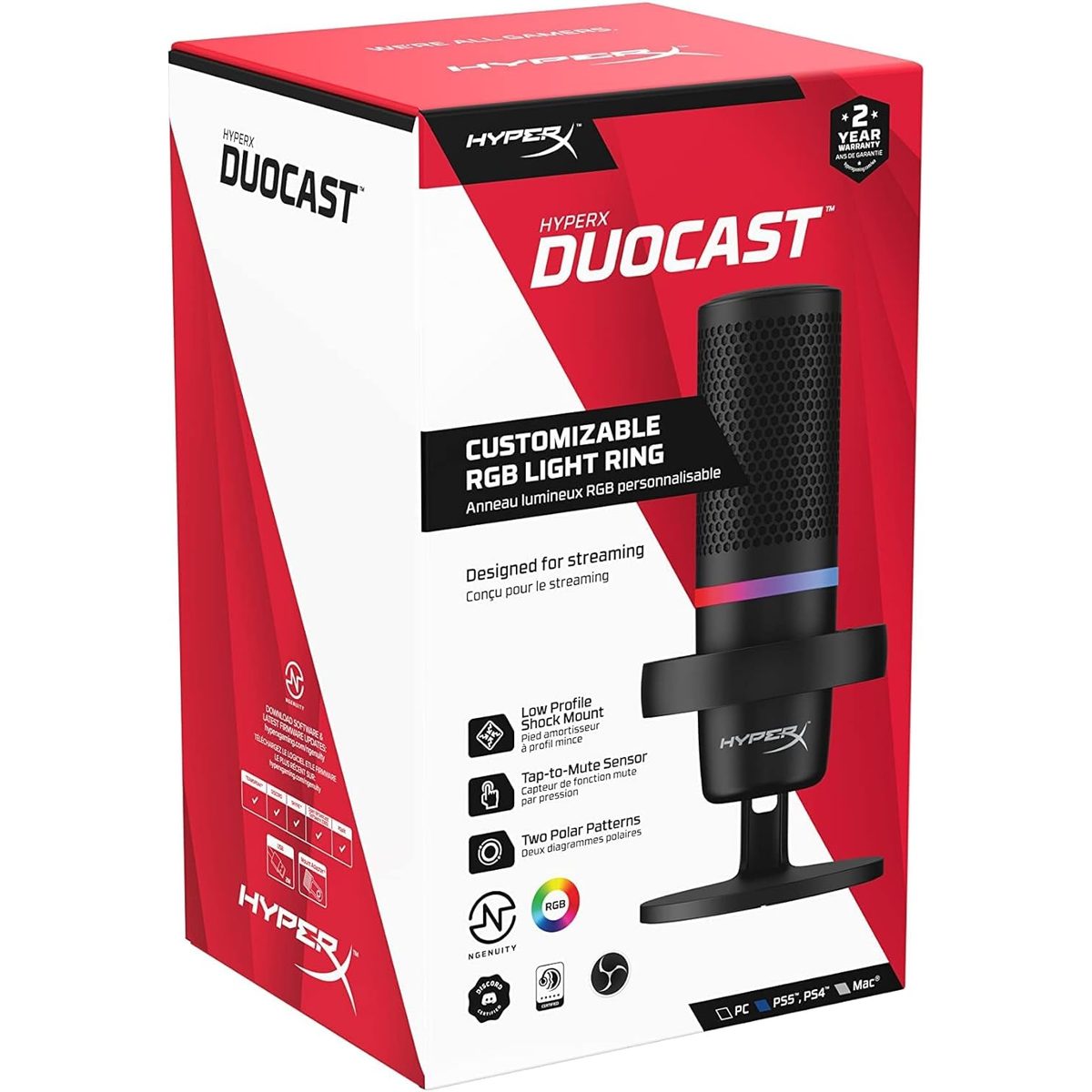مايك HyperX DuoCast USB Microphone RGB Lighting 5