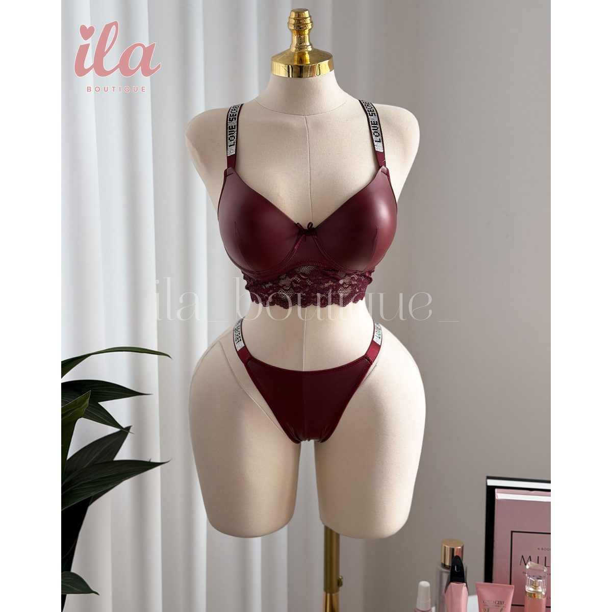 داخلي LOVE SECRET برغندي جلد قطعتين 2