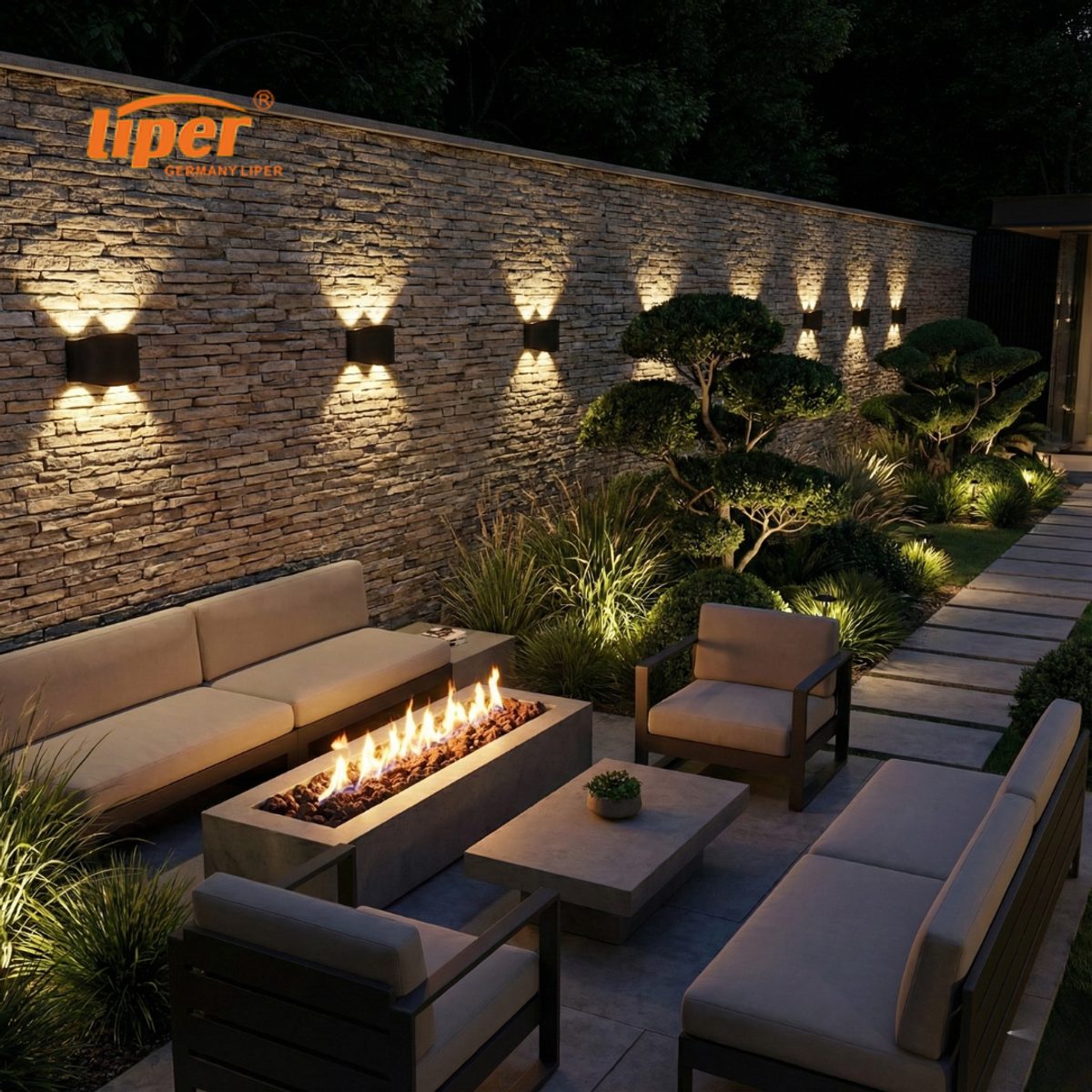 فانوس اب داون لد 1804 - 4 * 2 ww  بدي اسود LIPER 2