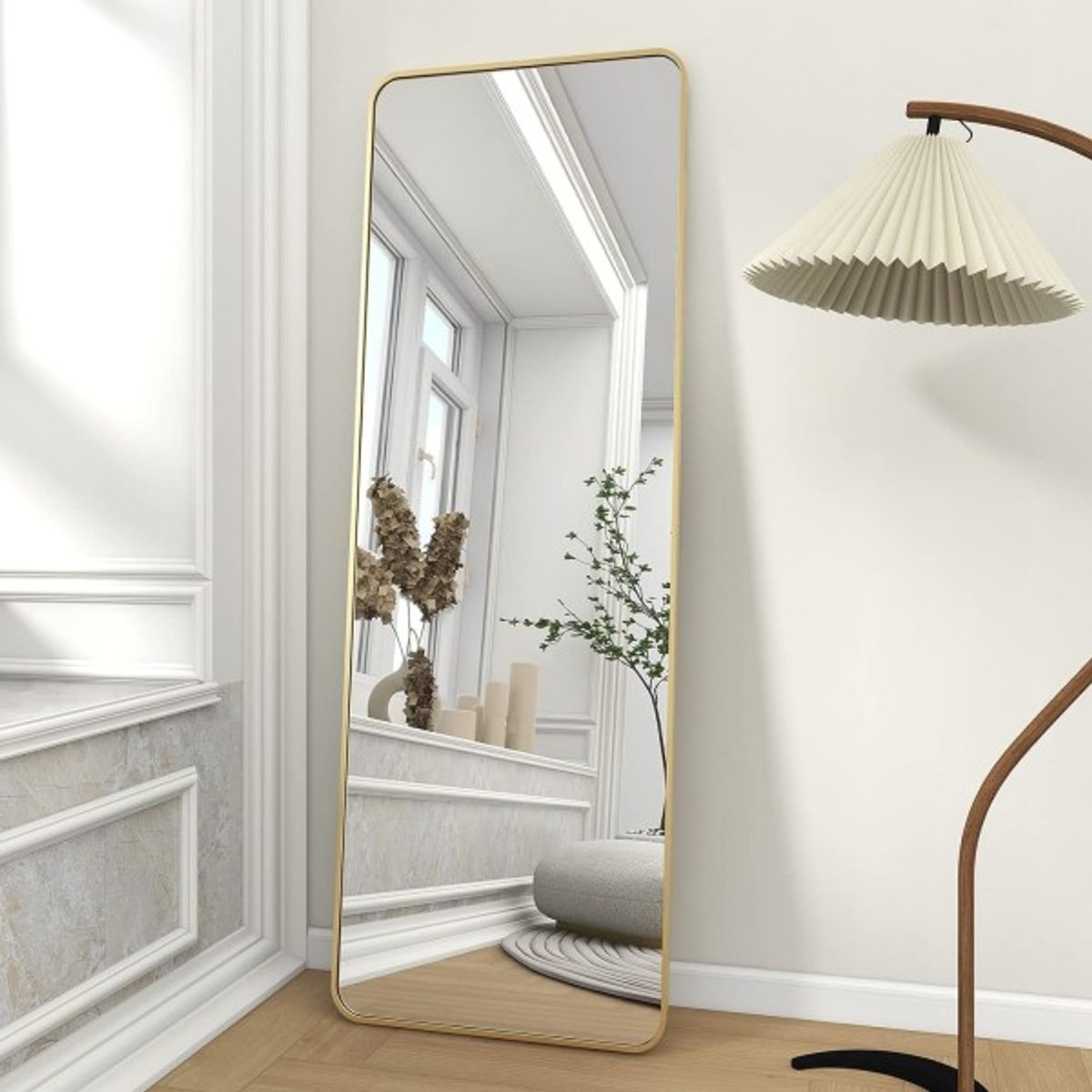 مراه بلاستيك مستطيل حواف مدور مع ستاند 147 × 36 سم