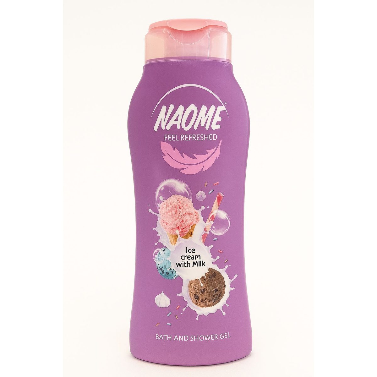 NAOME Feel Refreshed – جل استحمام برائحة آيس كريم بالحليب تركيبة غنية تنظف البشرة بلطف وتتركها ناعمة ومنتعشة عطر شهي مست