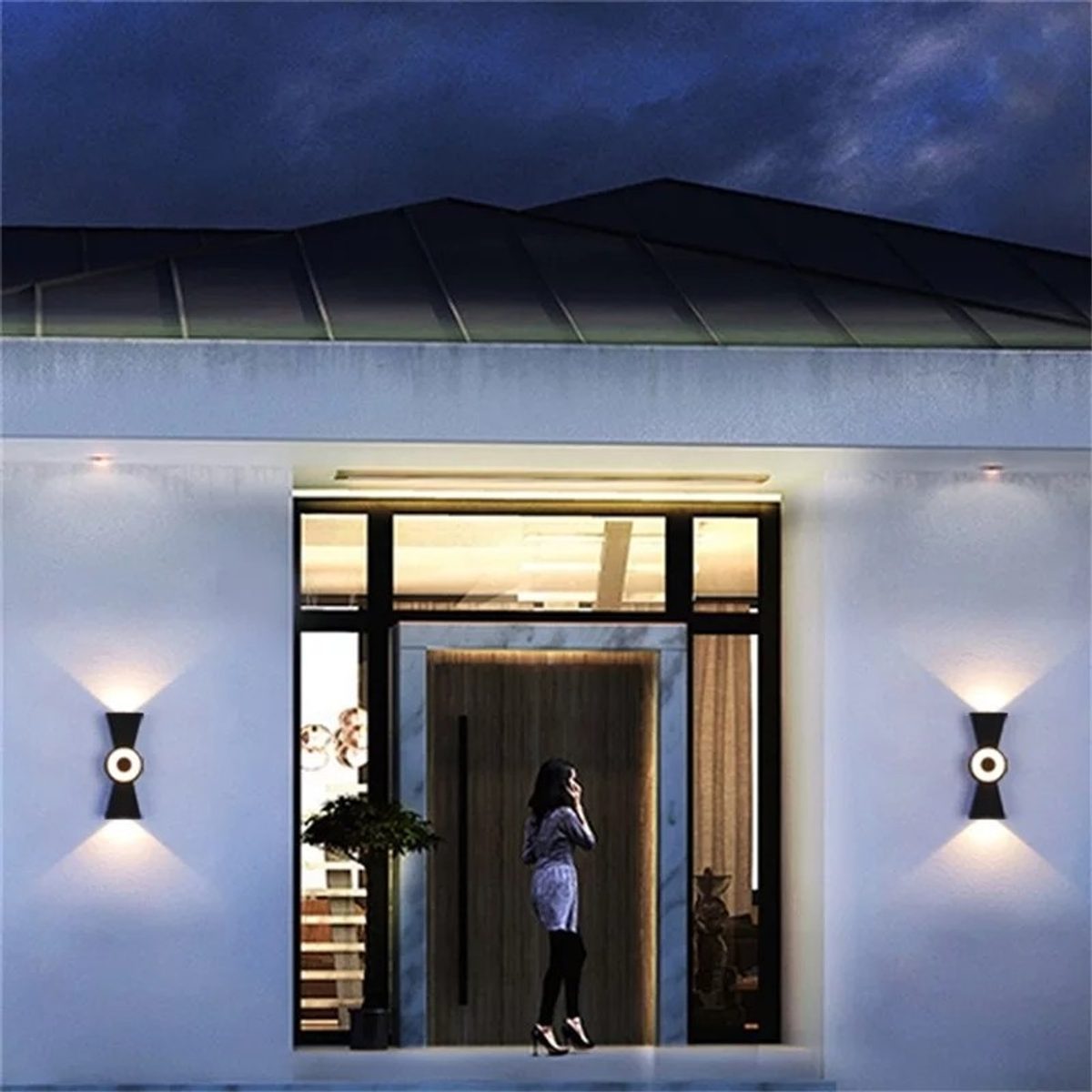 انارة خارجي اب داون اسود 9689 - 2 X 5W+5W - BK + WW 3
