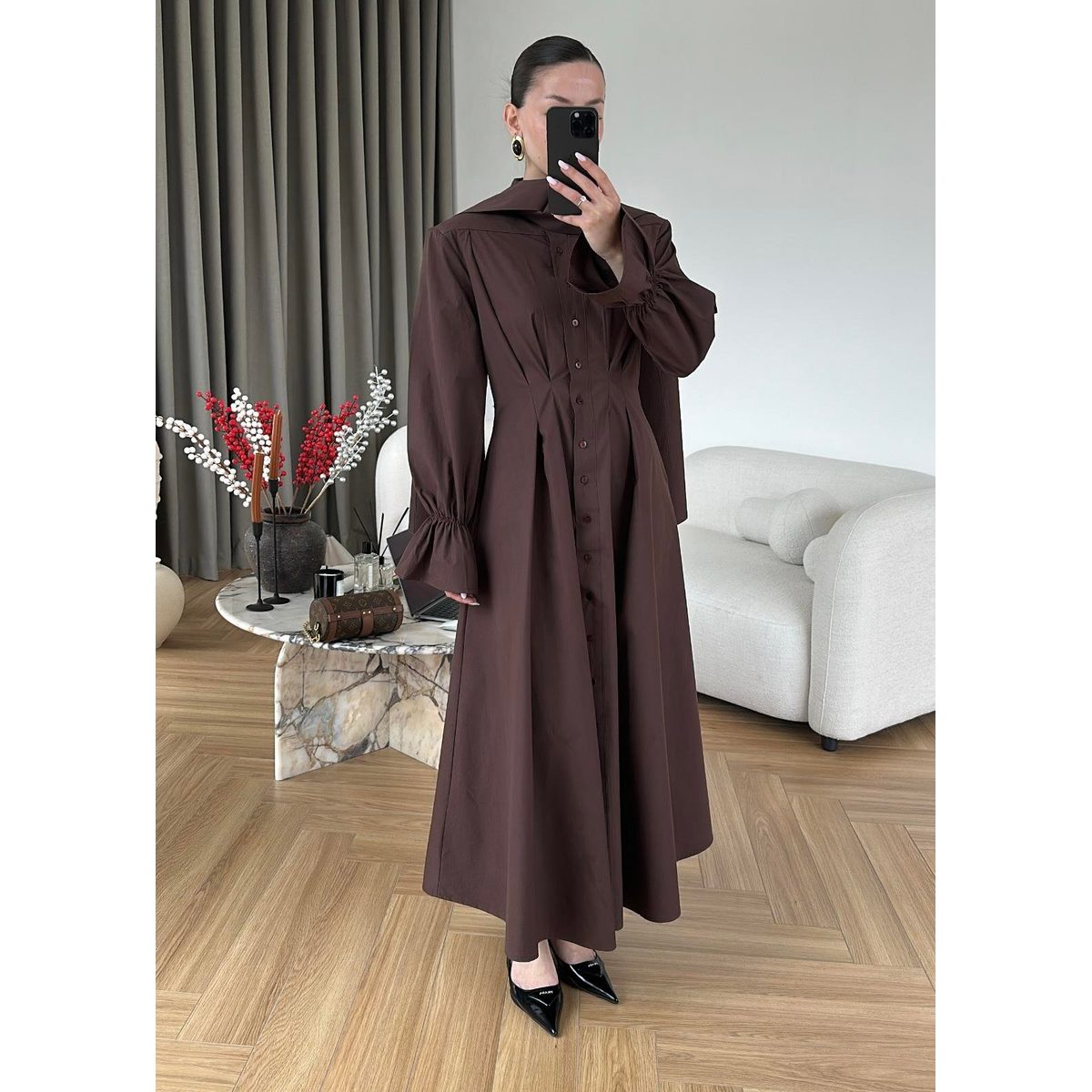 فستان ياقة درابيه الفاخر