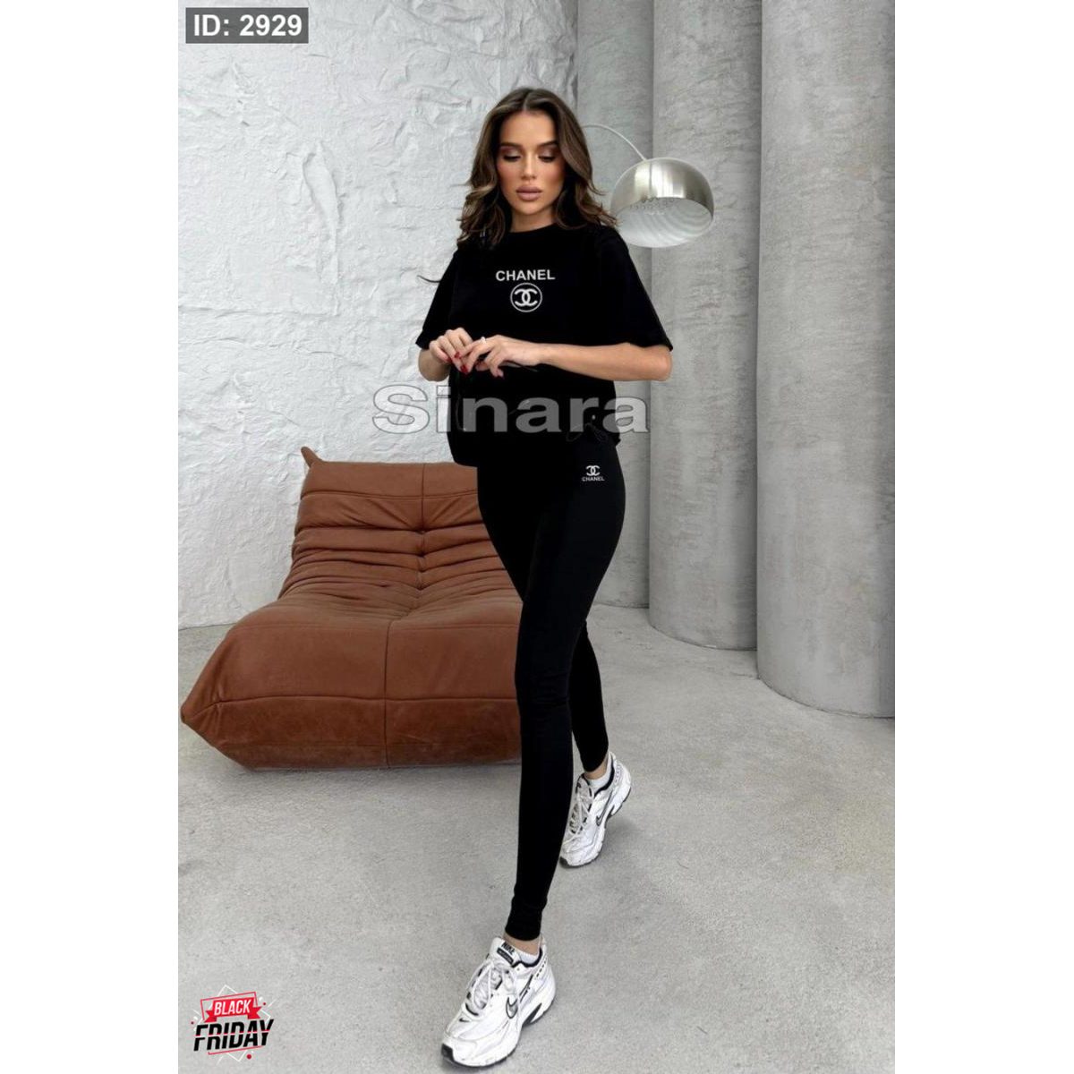 ترنج CHANEL بلوزة قطن مع تايتس لايكرا 4