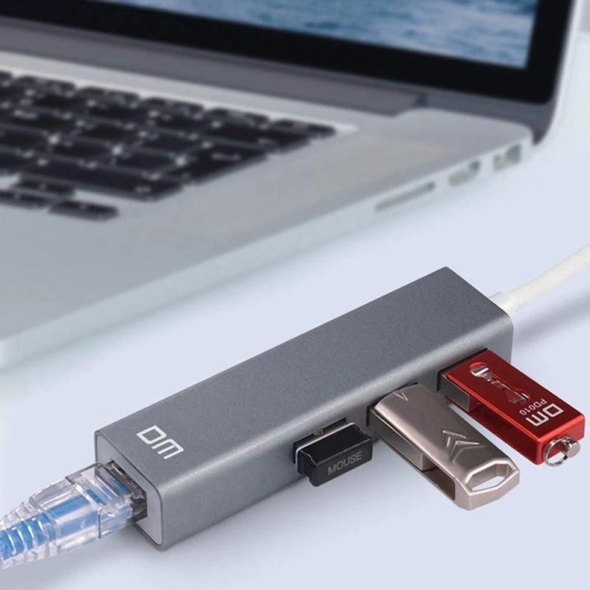 DM CHB012 4 in 1 hub USB3 with LAN port-موزع usb 3 3