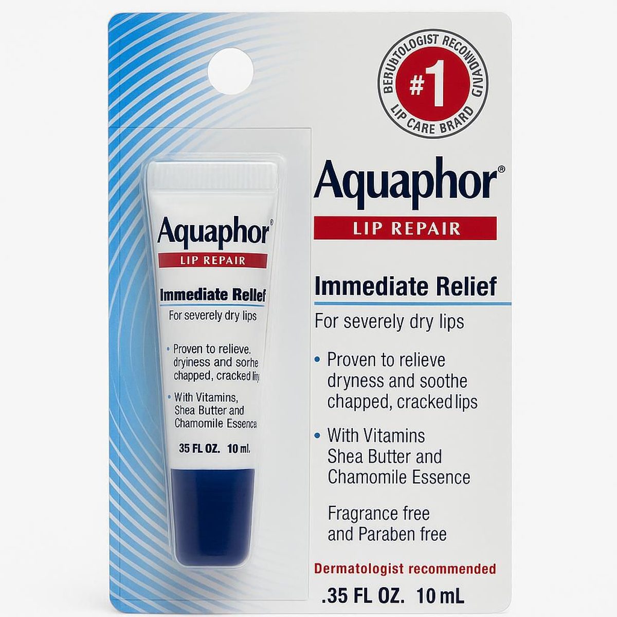 Aquaphor Lip Repair – ترميم الشفاه الفوري يوفر ترطيباً فورياً وفعالاً للشفاه شديدة الجفاف والمتشققةموصى به من قبل أطباء