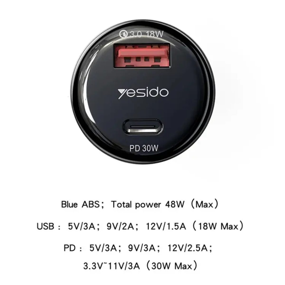 YESIDO Y52 Dual channel Fast Charging 48W شاحن سيارة ثنائي القناة سريع الشحن 2