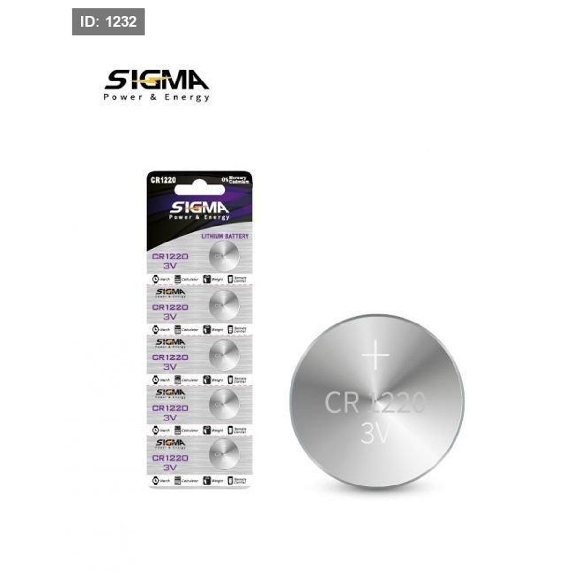 SIGMA CR1220 3V LITHIUM BATTERY