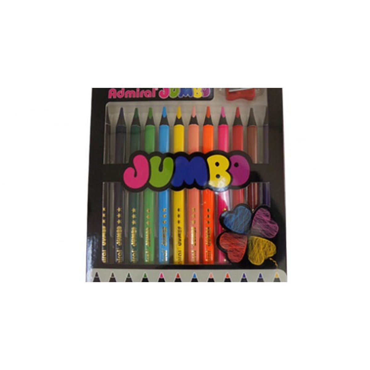 ألوان خشب أسود 12 لون جمبو مع براية ADMIRAL JUMBO